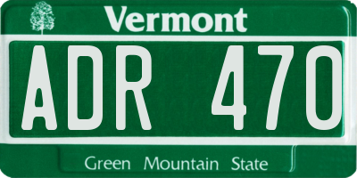 VT license plate ADR470