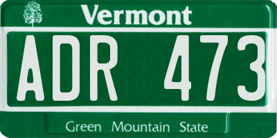 VT license plate ADR473