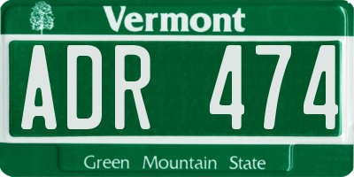 VT license plate ADR474