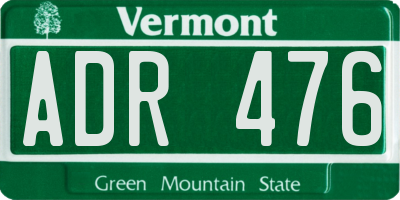 VT license plate ADR476