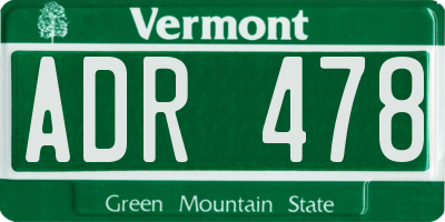 VT license plate ADR478