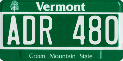 VT license plate ADR480