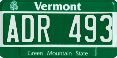 VT license plate ADR493
