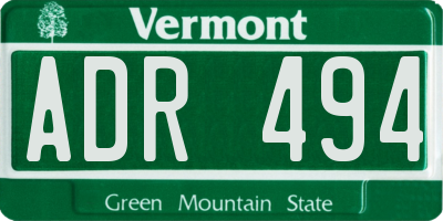 VT license plate ADR494