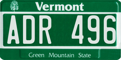 VT license plate ADR496