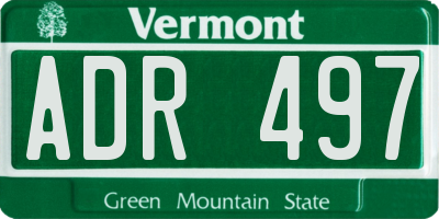 VT license plate ADR497
