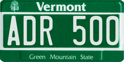 VT license plate ADR500
