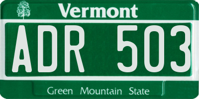 VT license plate ADR503