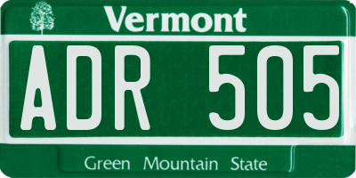 VT license plate ADR505