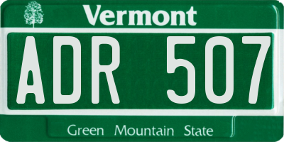 VT license plate ADR507