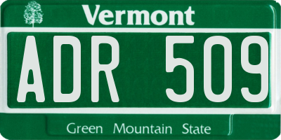 VT license plate ADR509