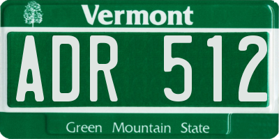 VT license plate ADR512