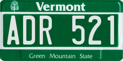 VT license plate ADR521