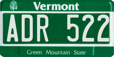VT license plate ADR522