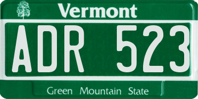 VT license plate ADR523