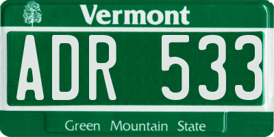 VT license plate ADR533