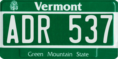 VT license plate ADR537