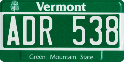 VT license plate ADR538