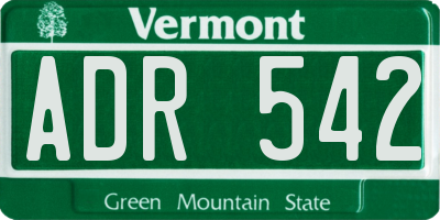 VT license plate ADR542