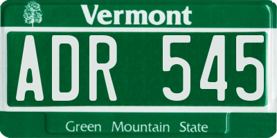 VT license plate ADR545