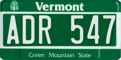 VT license plate ADR547