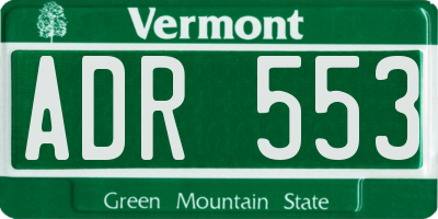 VT license plate ADR553