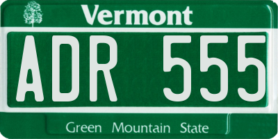 VT license plate ADR555