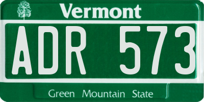VT license plate ADR573
