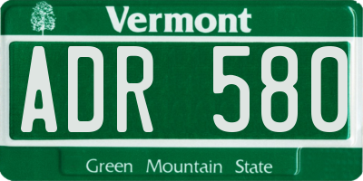 VT license plate ADR580
