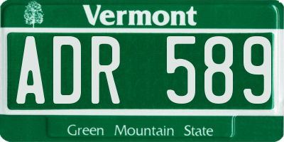 VT license plate ADR589