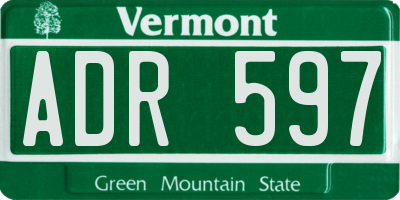 VT license plate ADR597