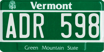 VT license plate ADR598