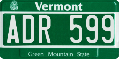 VT license plate ADR599