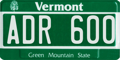 VT license plate ADR600