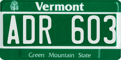 VT license plate ADR603