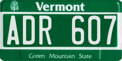 VT license plate ADR607