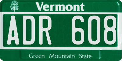 VT license plate ADR608