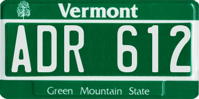 VT license plate ADR612
