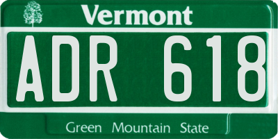 VT license plate ADR618