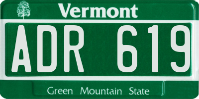 VT license plate ADR619
