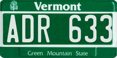 VT license plate ADR633