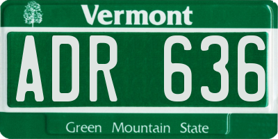 VT license plate ADR636