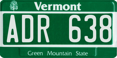 VT license plate ADR638