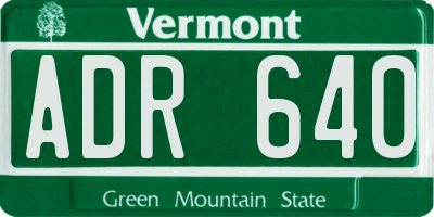 VT license plate ADR640