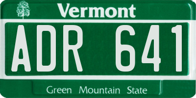 VT license plate ADR641