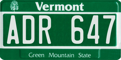 VT license plate ADR647