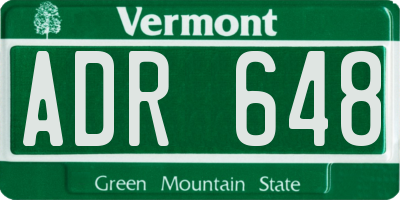 VT license plate ADR648
