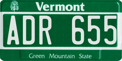 VT license plate ADR655
