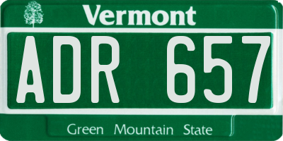 VT license plate ADR657