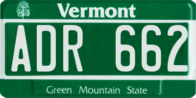 VT license plate ADR662